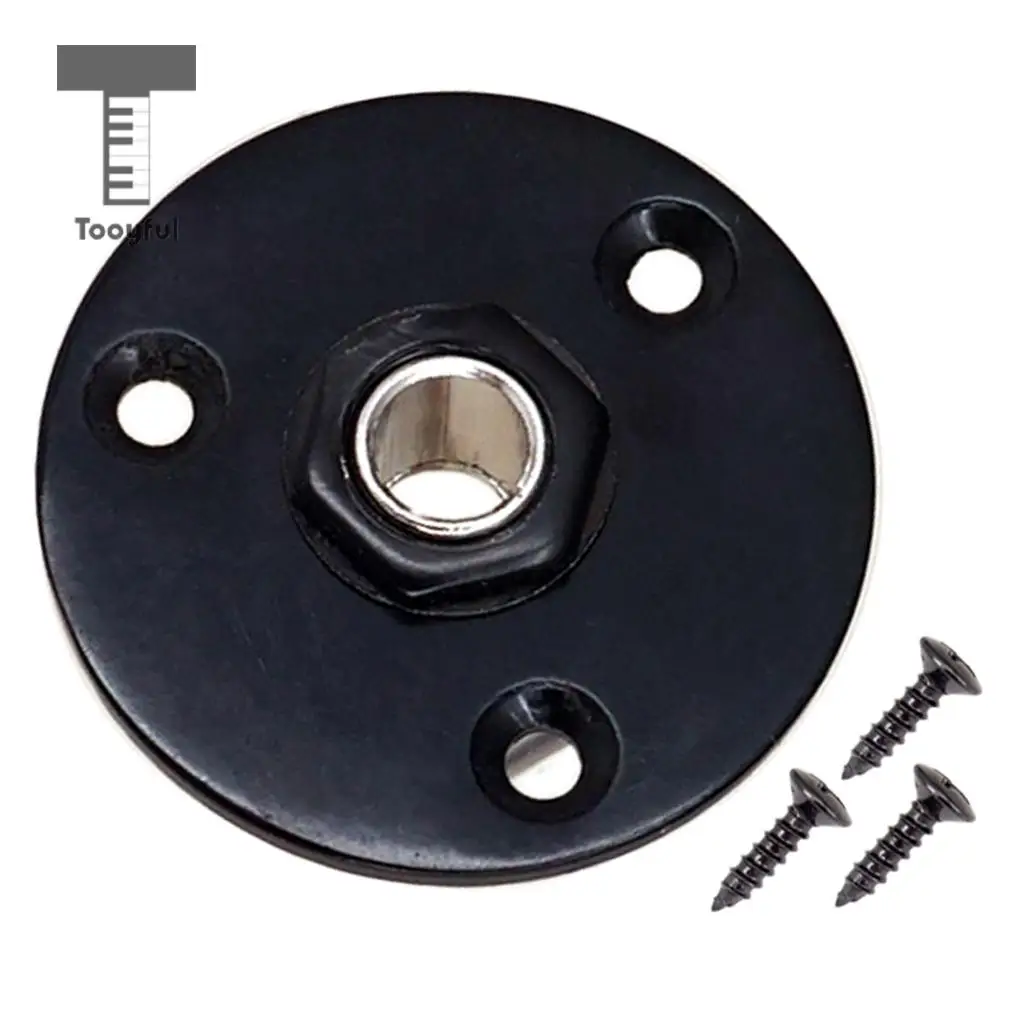 Tooyful Round Jack Plate Socket Connector 1/4\' 6.35mm for Electric Bass Guitar Black