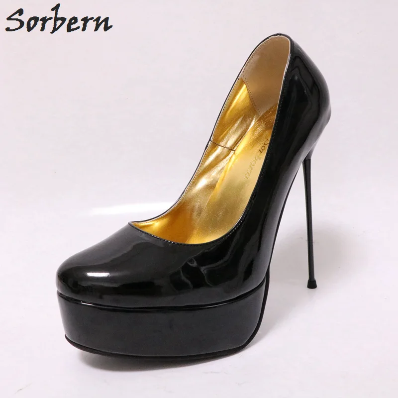 Sorbern Sexy 16/14cm Metal Thin Heels Women Pumps Night Club Shoes Ladies Platform Heels Stiletto Black Heels Womens Shoes Heels