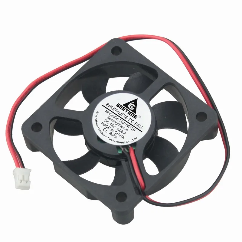 

Gdstime 20 Pcs DC 12V 50x50x10mm 2Pin Brushless Cooling Fan 50mm x 10mm 5cm 5010 Cooler For PC Case 5010