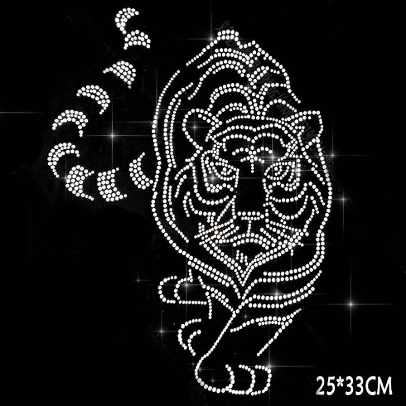 25*33 cm grande tigre strass motif hot fix rhinestone applique hot fix strass motif ferro sul trasferimento patch