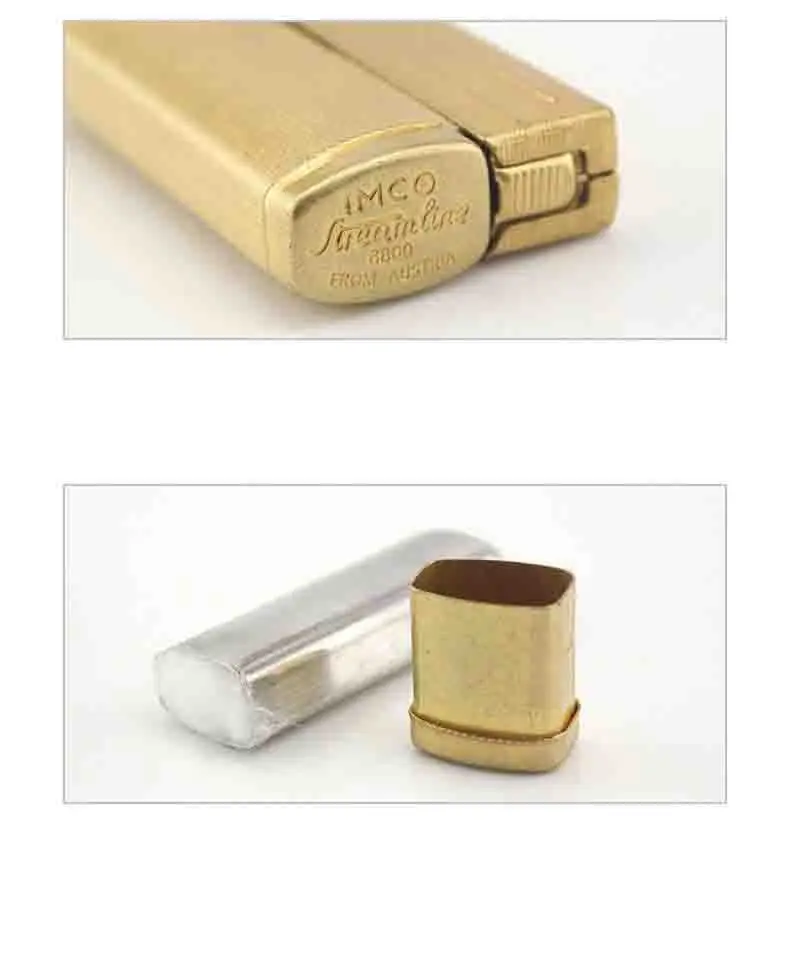 IMCO Gasoline Lighter Brass Material Windproof Retro Oil Liquid Men Cigarette Lighter Gift 58*31*12mm 38g