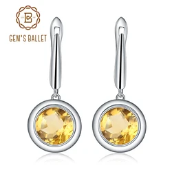 GEM'S BALLET 925 Sterling Silver Earrings 4.02Ct Natural Yellow Citrine Drop Earrings For Women Bijoux Brincos Fine Jewelry
