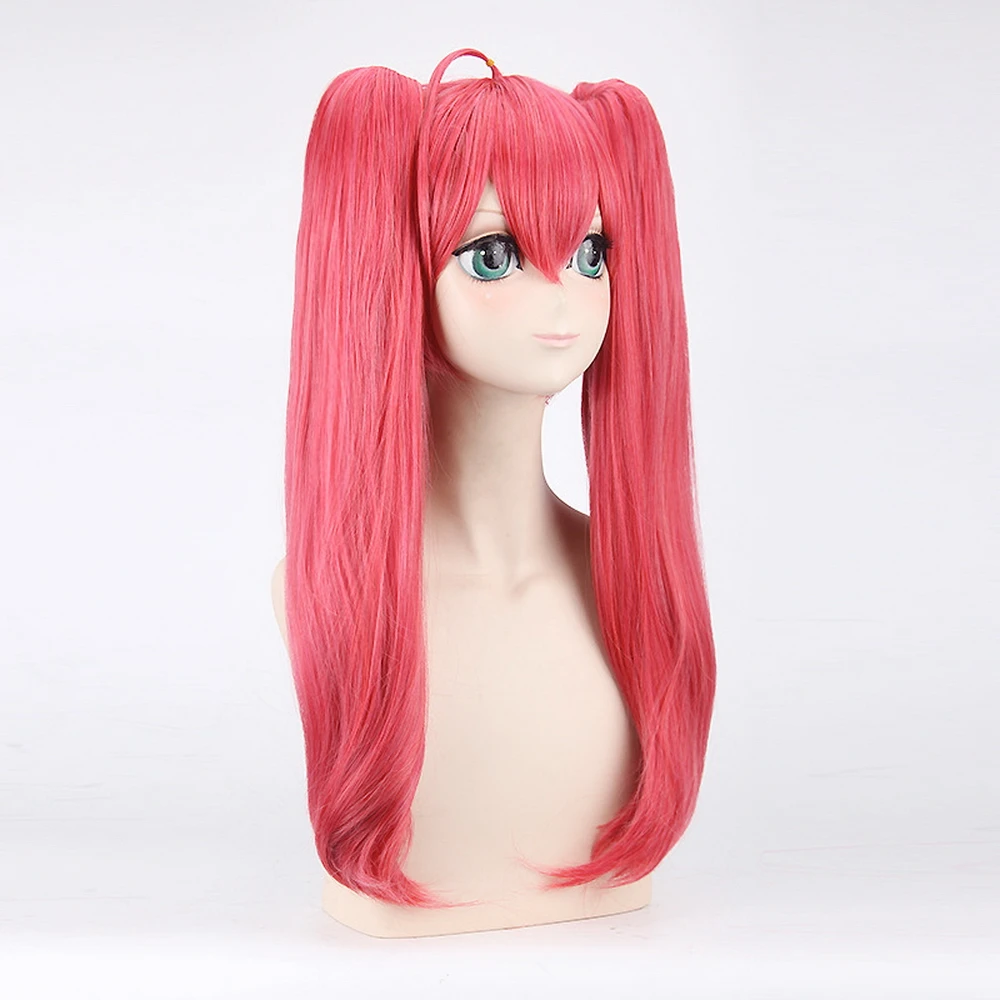 Peruca para cosplay do anime date a live, peruca longa de cabelo sintético resistente ao calor, com rabo de cavalo duplo, 70cm