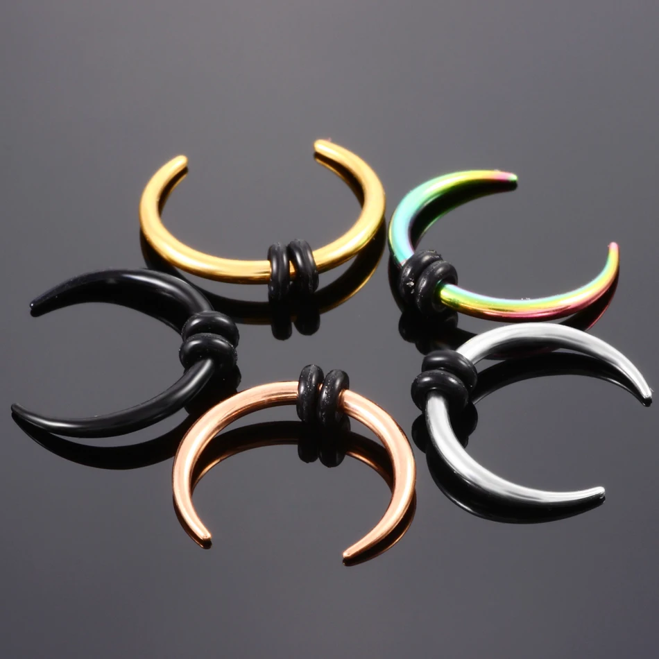 1PC Steel OX Horn Vintage Nose Septum Hoop Rings Ear Septum Clicker Horseshoe Nose Piercing Ear Taper 16G 14G Sexy Body Jewelry