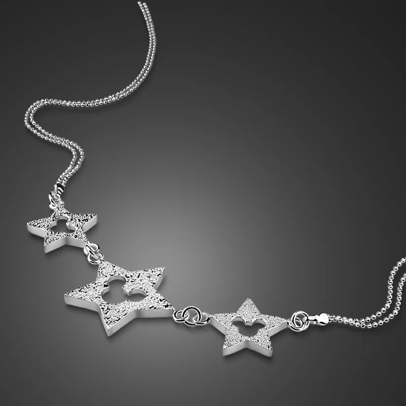 

Cute Female Models 925 Sterling Silver Necklace Micky Stars Pendant Chain Double Bead Chain Student Popular Silver Jewelry