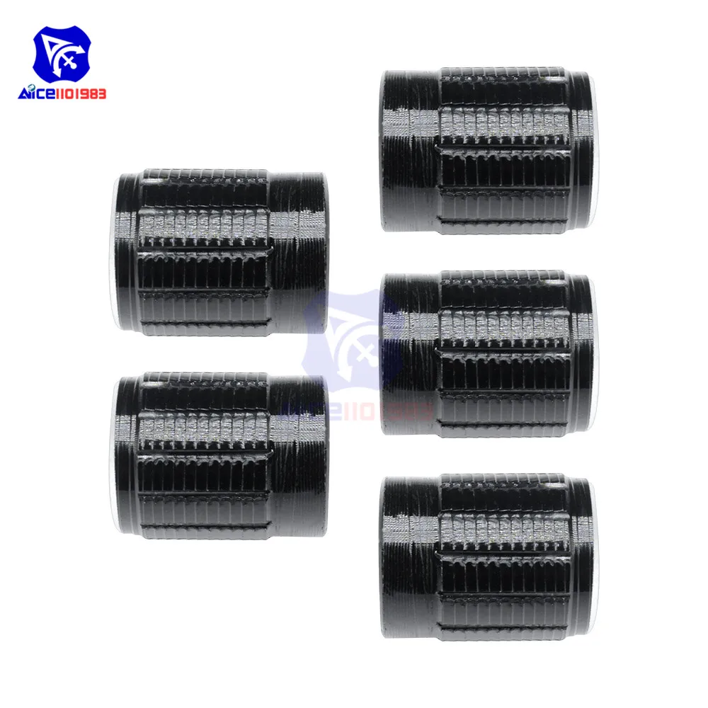 Diymore 5 Buah/Lot Hitam Logam 6 Mm Knurled Poros Masukkan Dia. Tombol Sakelar Tombol Kontrol Potensiometer Diameter 15Mm X Tinggi 16.5Mm