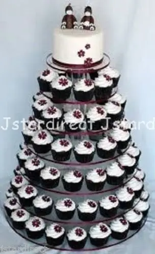 Details about 7 Tier Crystal Clear Acrylic Round Cup Cake Stand Tower Wedding Baby Shower deco