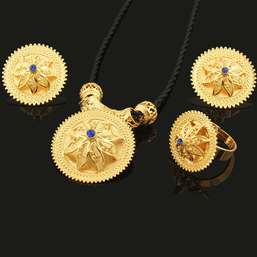 Newest Ethiopian jewelry sets  Gold Color Habesha Jewelry sets for Ethiopian/African Christmas Gifts