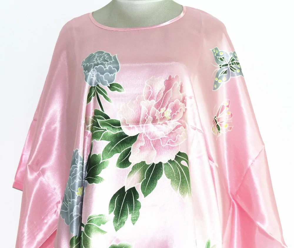 Hot Sale 21 Style Women\'s Faux Silk Robe Bath Gown Nightgown Summer Sleep shirts New Style Sleepwear Printed