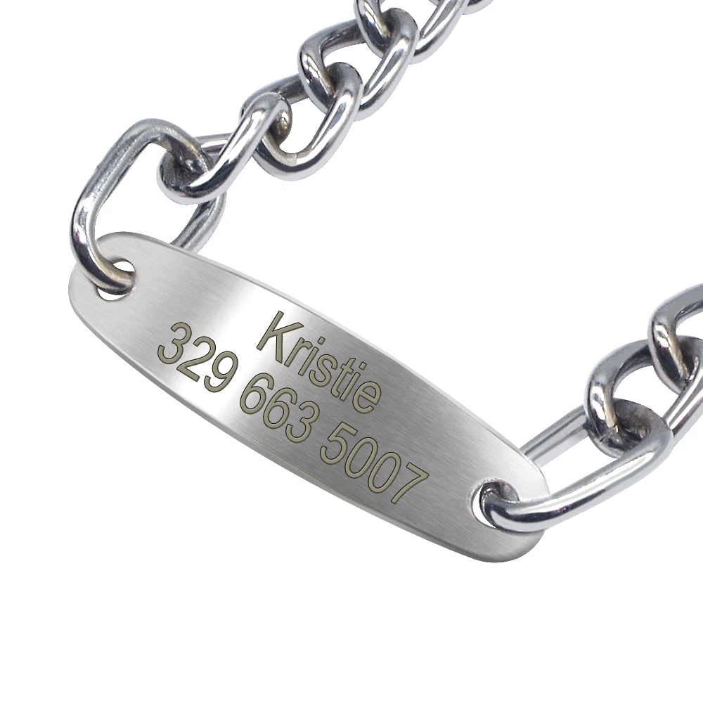 Personalisierte Haustier-Hundekette, Choke-Halsband, Haustier-Training, gravierte ID-Slip-Halsbänder, Halsband für mittelgroße und große Hunde, Pitbull, Mops, Bulldogge – Detail 11