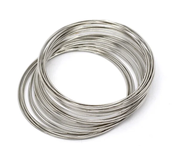 

Free Shipping 1000 Loops Silver Tone Memory Beading Wire 0.6mm thick 40mm-45mm Dia.