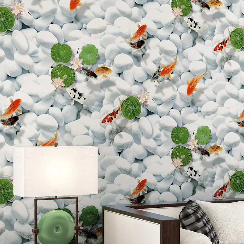 

wellyu 3d three-dimensional wallpaper year after year there are fish warm bedroom living room sofa TV background wallpaper