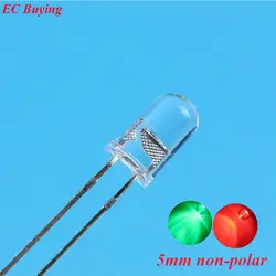 100 pcs 5mm LED Bi-Color Clear Red/Green Non-Polar Round Light Emitting Diode Dual Foggy Two Plug-in  DIY Kit