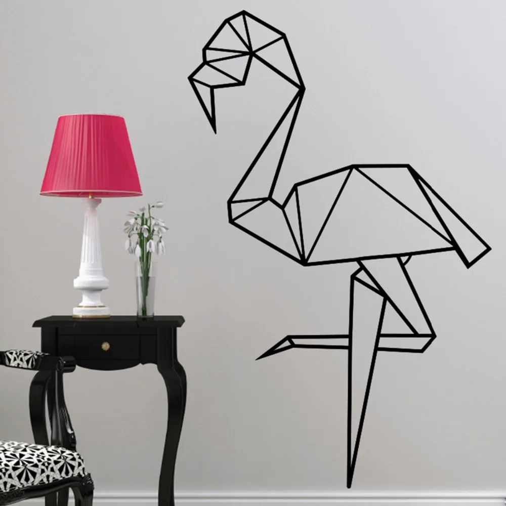 Vinyl Sticker Flamingo Origami Mural Art Decal Home Decor Wallpaper for Living Room House Decoration Poster 38 cm x 59 cm