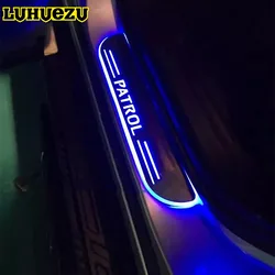 LEHUEZU LED Blue Car Flowing Streamer Door Sill Scuff Plate For Nissan Patrol Y62 Armada Accessories 2016 2017