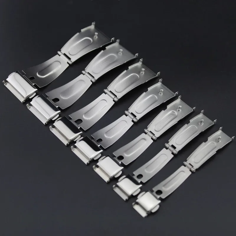 

Double Click Buckle Watch Push Button Fold Deployment Clasp Silver Watchband Strap 12/13/14/15/16/17/18/19/20/21/22/24mm