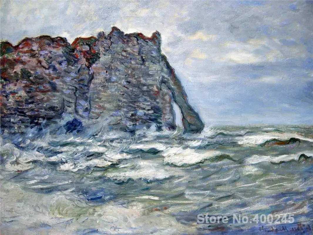 Painting by Claude Monet Port d Aval Rough Sea Bedroom decor oil on Canvas Handmade High quality