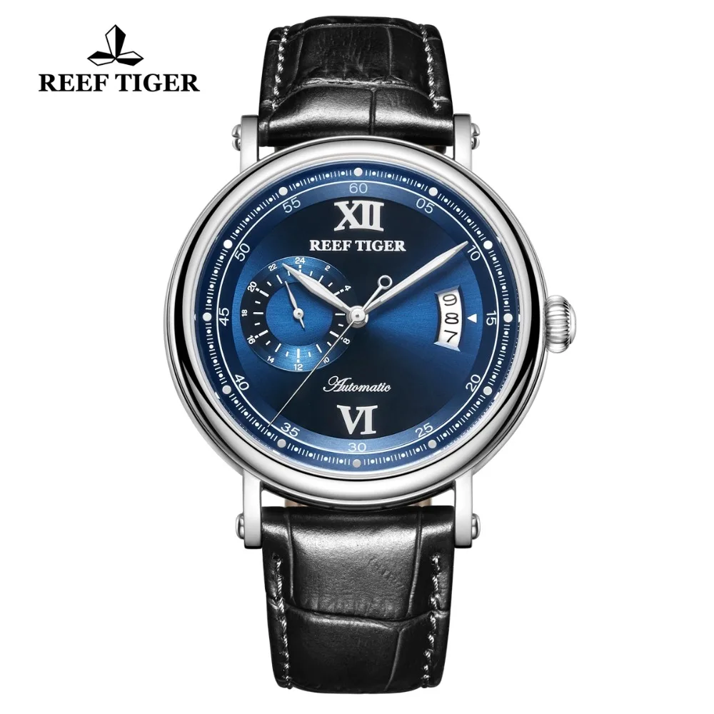 2021 Reef Tiger/RT Luxury Casual Watch for men Stainless Steel Blue Fashion Mechanical Watches Big Date reloj hombre RGA1617-2