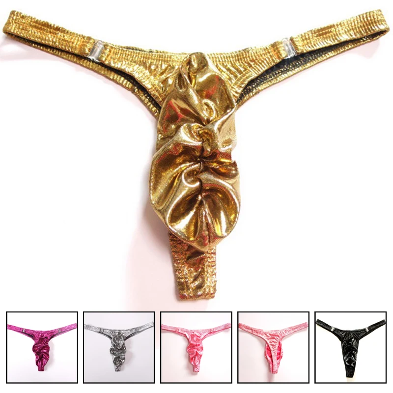 string homme Mens Lingerie Gay Jockstrap Tanga Thong Men Shiny Ruched Pouch Panties G-string Thong Bikini Underwear for Men