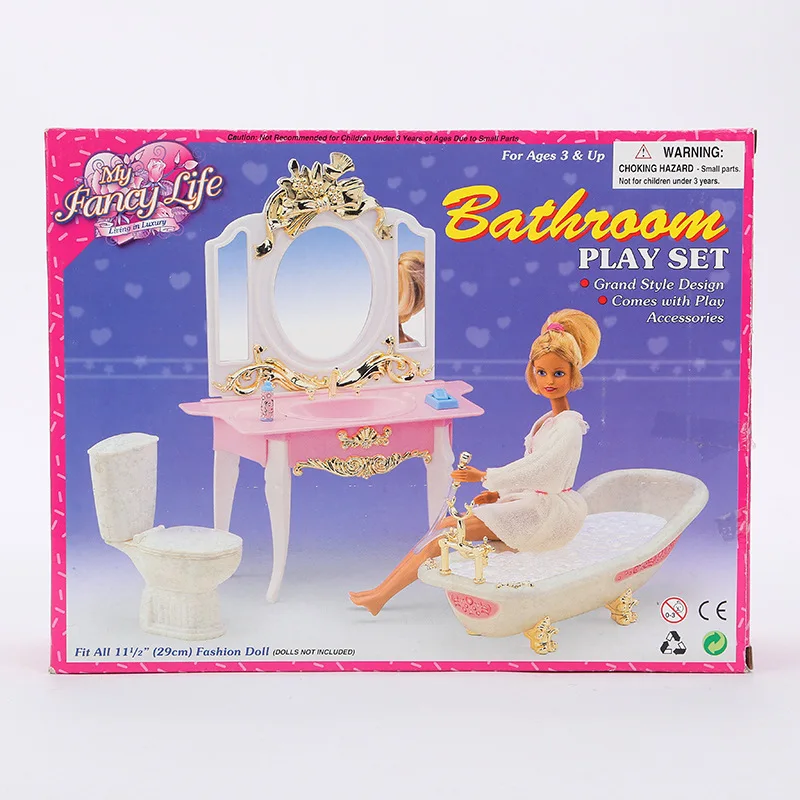 case for barbie bathroom furniture accessories Doll Gift Set girl children toys children play house simulation suite bath toy