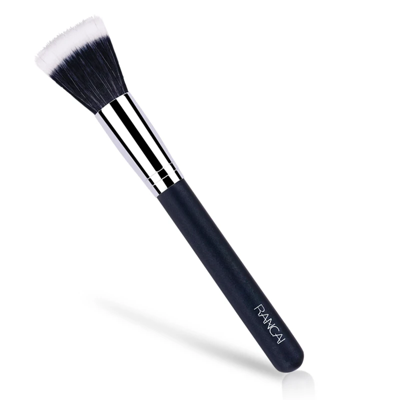 RANCAI 1pcs Powder Brush Full Size Skin Care Black Duo Fiber Stippling Brush Make Up Tools Face Bronzer Brush Pincel Maquiagem