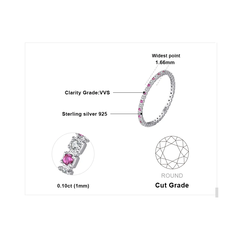 JewelryPalace Created Ruby 925 Sterling Silver Wedding Band Ring for Women Engagement Party Fine Jewelry Stackable Fashion Gift