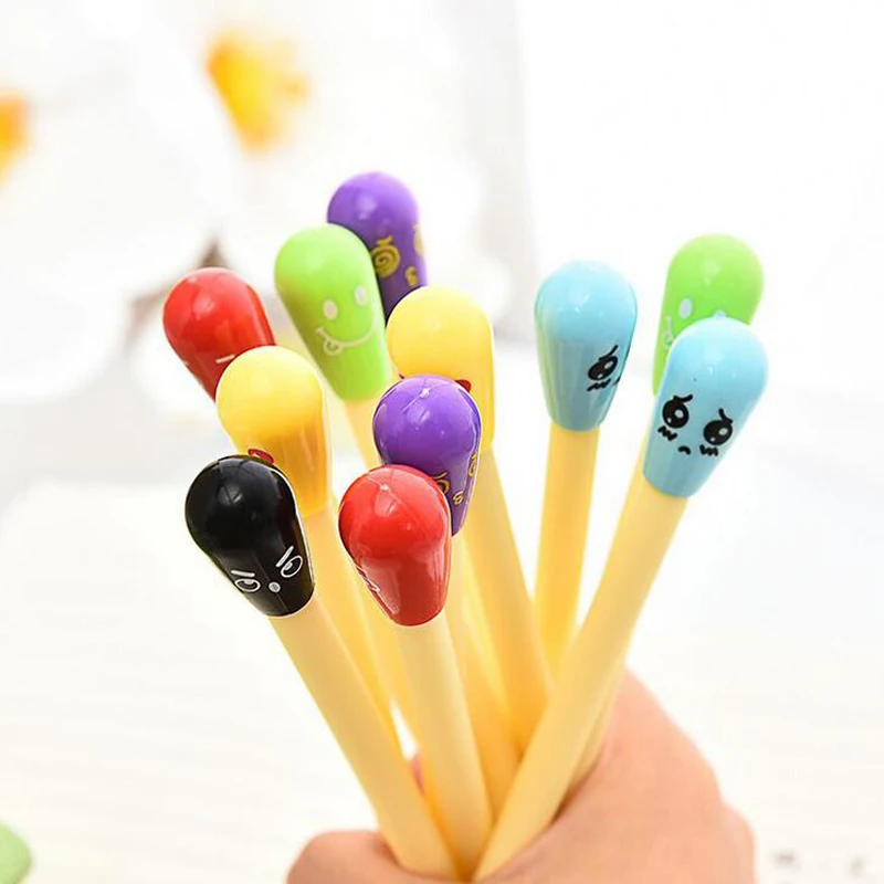 

12pcs/lot Cute Cartoon Match End Pattern Gel Pen 0.38mm Erasable sign Pen for School and office Supply escolar material