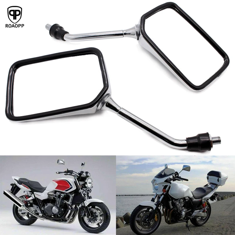 Roaopp 10MM Motorcycle Rear Side View Rearview Mirror For Honda CB400 CB750 CB1000 CB1300 CB-1 VTEC VT250 ZRX400 VYR