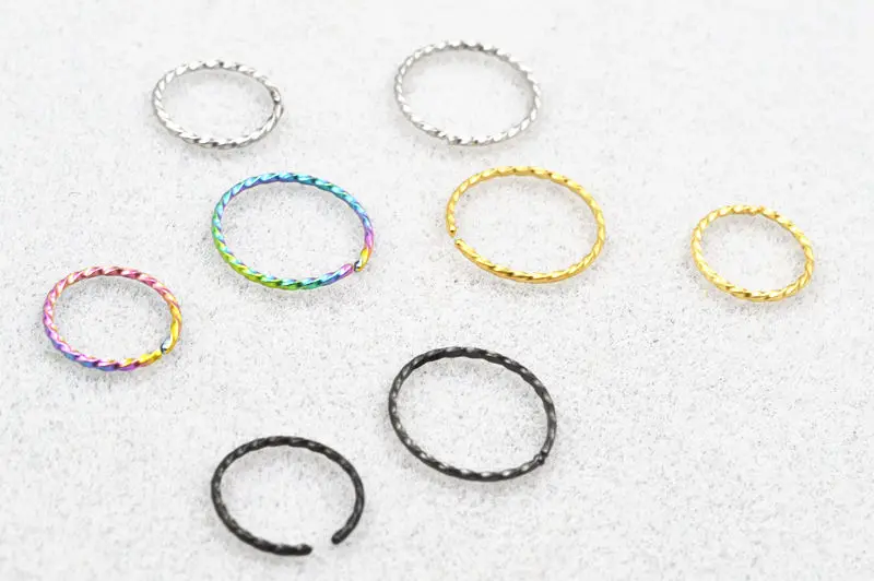 100pcs/lot  Surgical Steel seamless Open Hoop Nose/Lip/Eyebrow Tragus Cartilage  Ring Earring Twist Body Piercing 20G