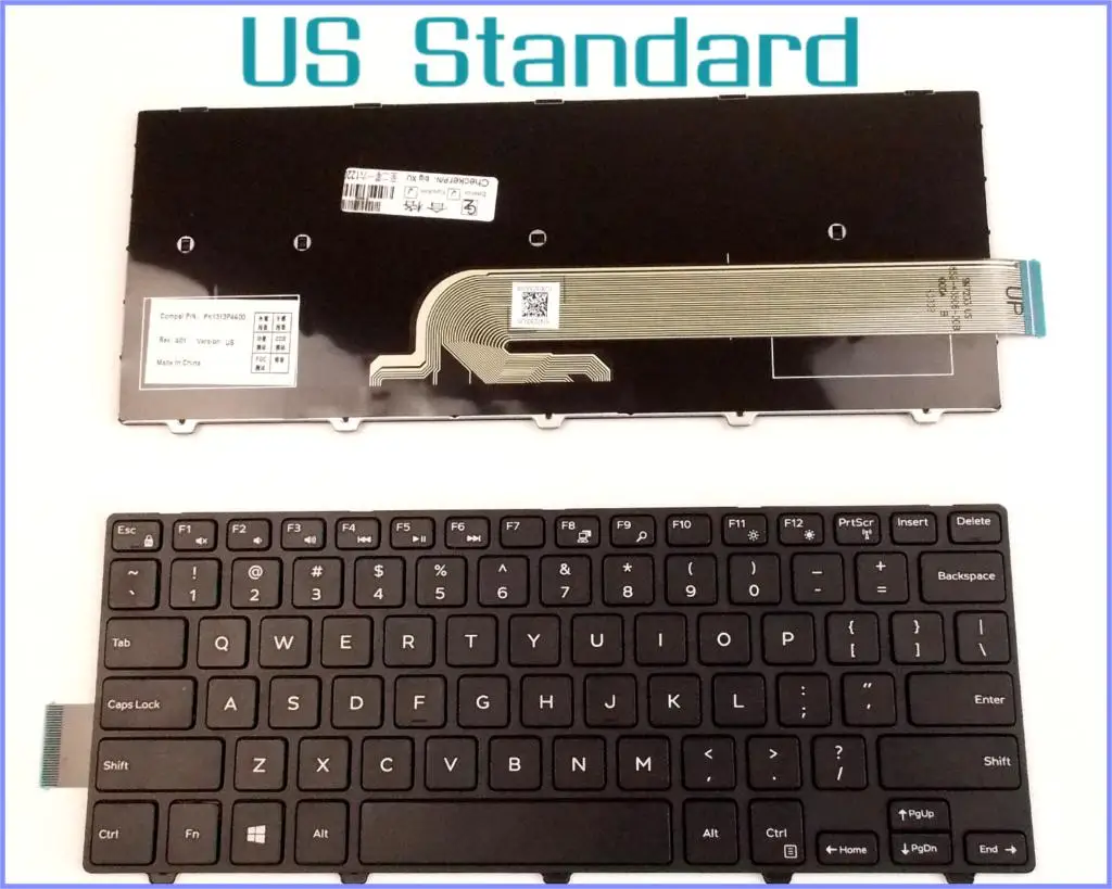 

US English Version Keyboard for Dell Latitude 3450 V147125AS1 SN8233 050X15 Laptop No-Backlight With Frame Black