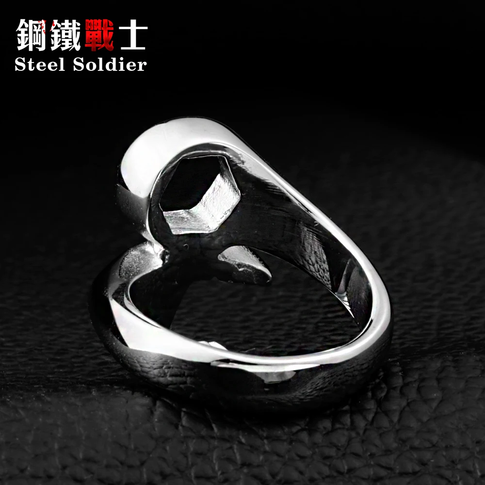 Steel soldier mix color unusual Hot Sale 316L Titanium Stainless steel Punk Biker Wrench Man rings jewelry