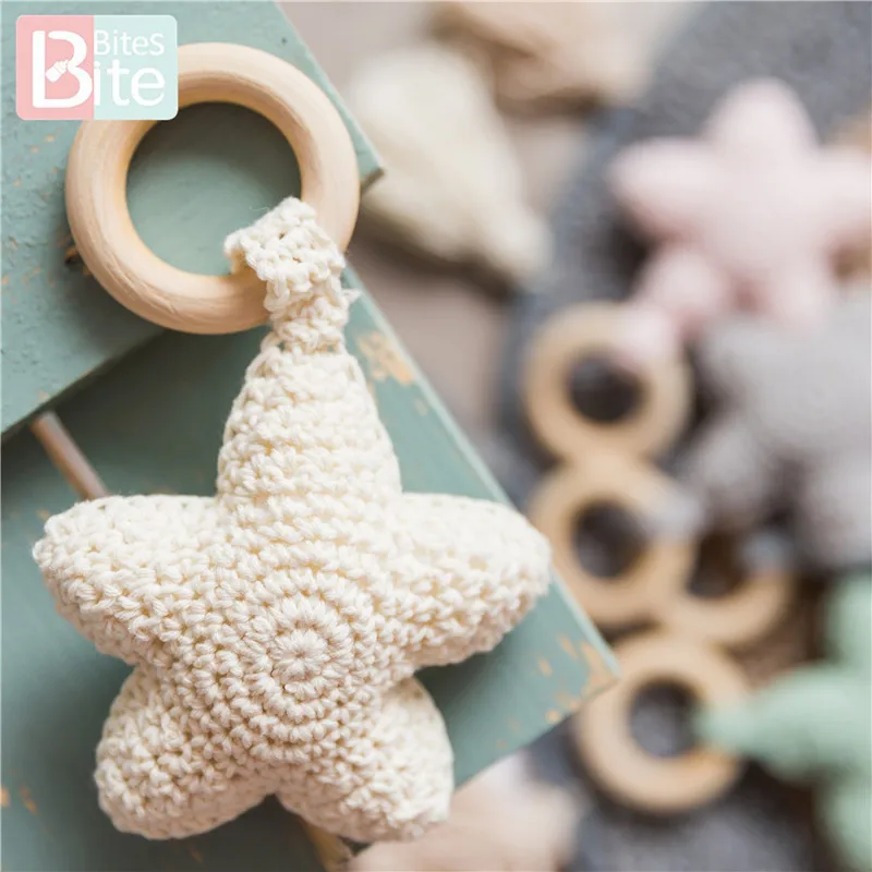 Bite Bites 1PC Amigurumi Star Mobile For Baby Cot Hanging Toys Baby Rattle Toys Funny Educational Toddler Crochet Children\'s Toy