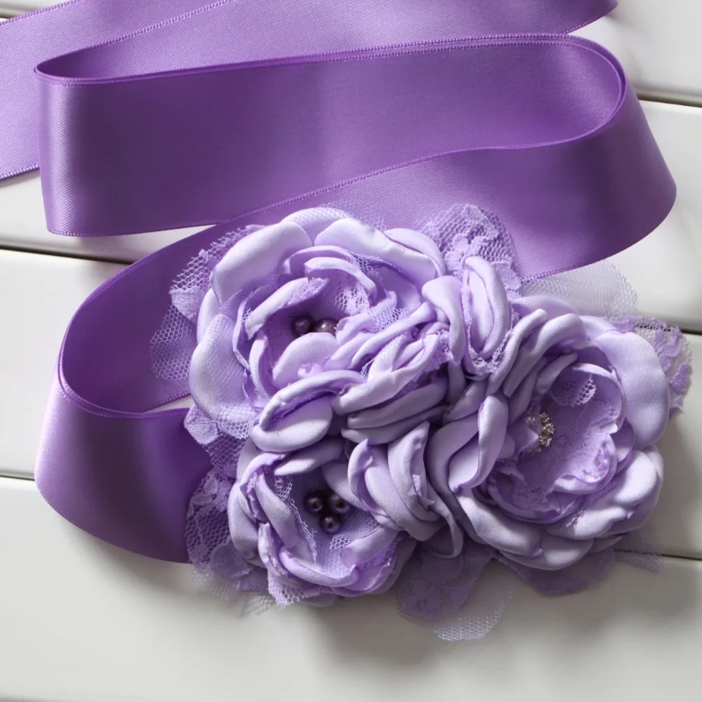 

Fashion Burn flower sash belt women belt kids girl sash belt Wedding sash Belt Purple Lavender