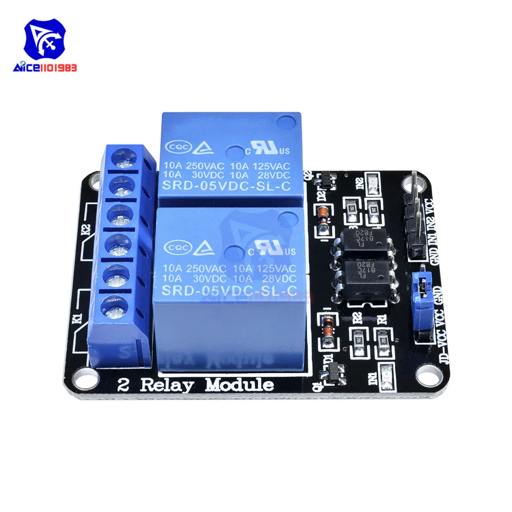 2 CH DC 5V Relais Modul mit Optokoppler Low Level Trigger für Arduino R3 MEGA 2560 1280 DSP ARM PIC AVR STM32 Raspberry Pi