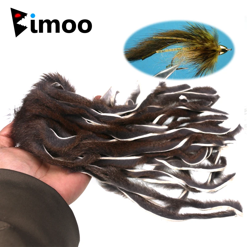 Bimoo Half 1/2 2mm~3mm Zonker strips for Fly Tying Pine Squirrel Micro Zonker Soft 2mm Strips Natural Color