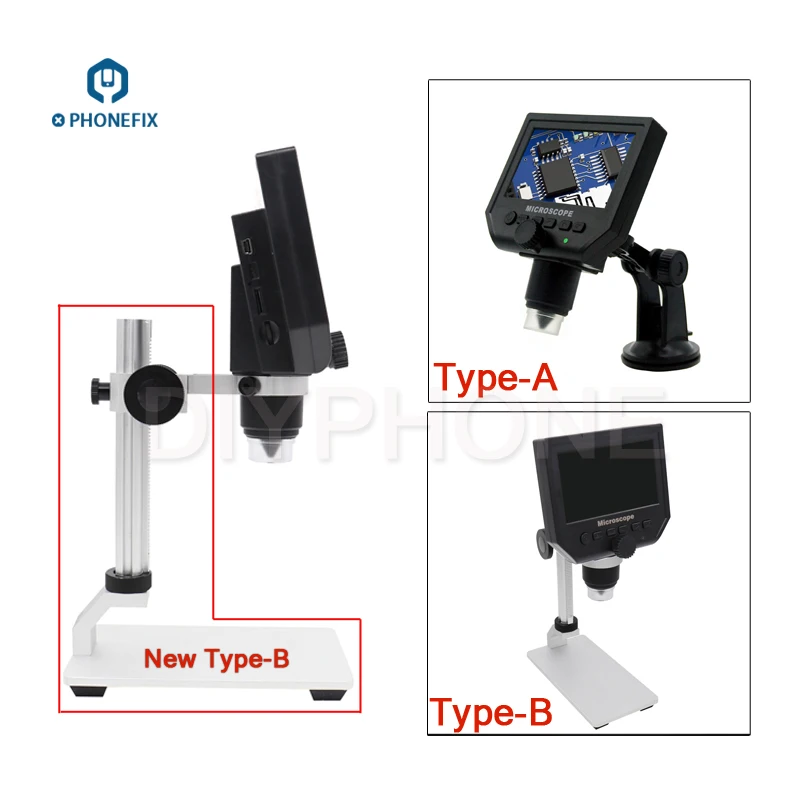 600X 3.6MP USB Digital Electronic Microscope 8 LED VGA Microscopio with 4.3 Inches HD OLED Display for Phone PCB Chip Repair