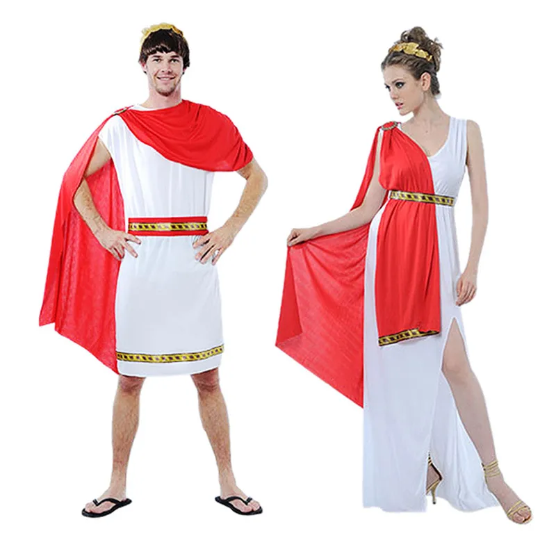 Greek Goddess Costumes Women Sexy Deep V-neck Split White Halloween Ancient Egypt Costumes