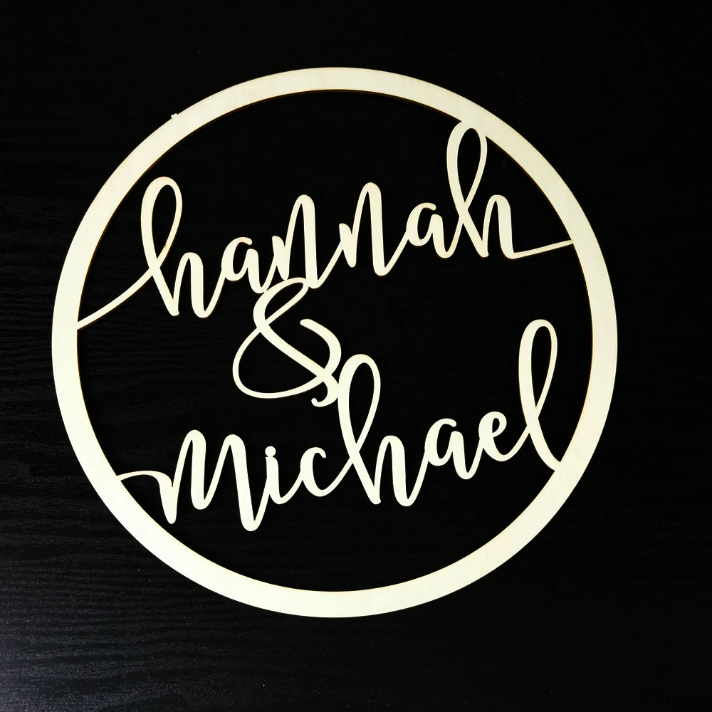 Custom Personalized Bride and Groom Name garland Shape Rural Wedding Wooden Table Decoration For Mr&Mrs Wedding Photo Props