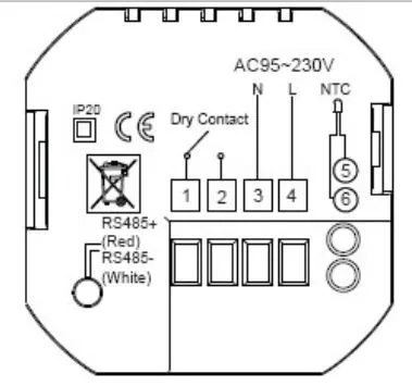 Touchscreen Colourful Programmable Modbus Thermostat for On&Off Control of GasBoiler Dry Contact (with Modbus RS485 Function)