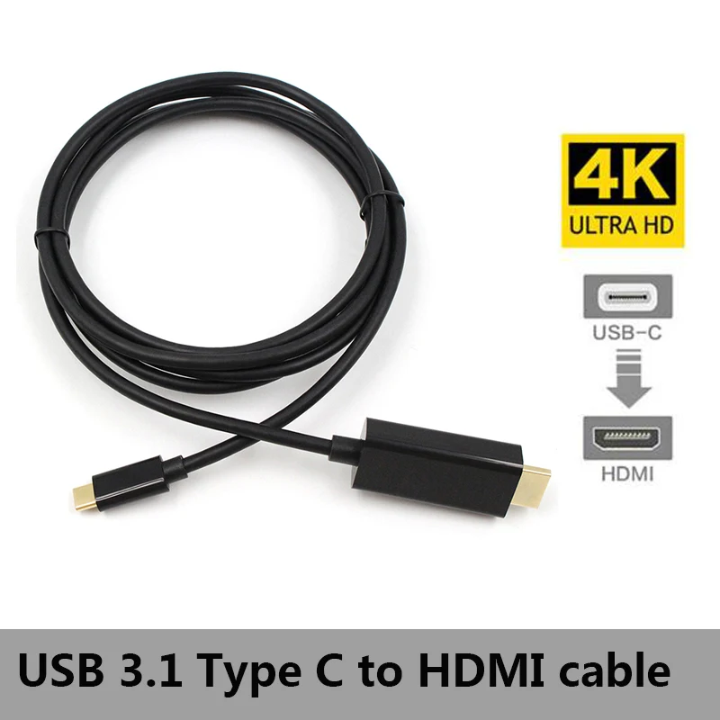 

4k30hz USB 3.1 to HDMI 4K Adapter Cable 1.8M Type C to HDMI Cable for S9/S8/Note 9 USB-C