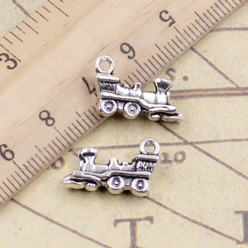 10pcs Charms Double Sided Train 17x12mm Tibetan Bronze Silver Color Pendants Antique Jewelry Making DIY Handmade Craft