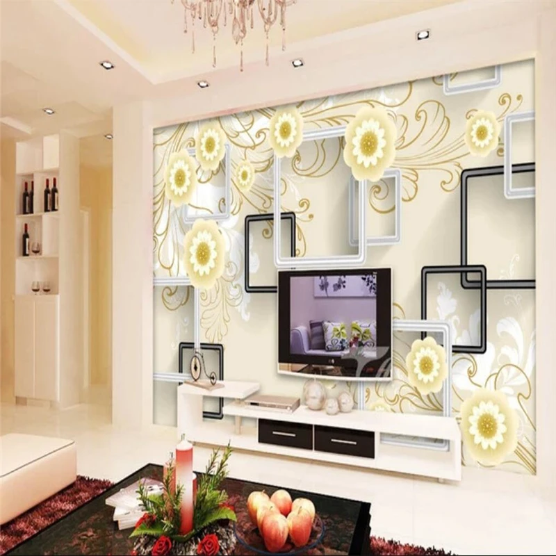 Decorative wallpaper European pattern 3D TV background wall large murals