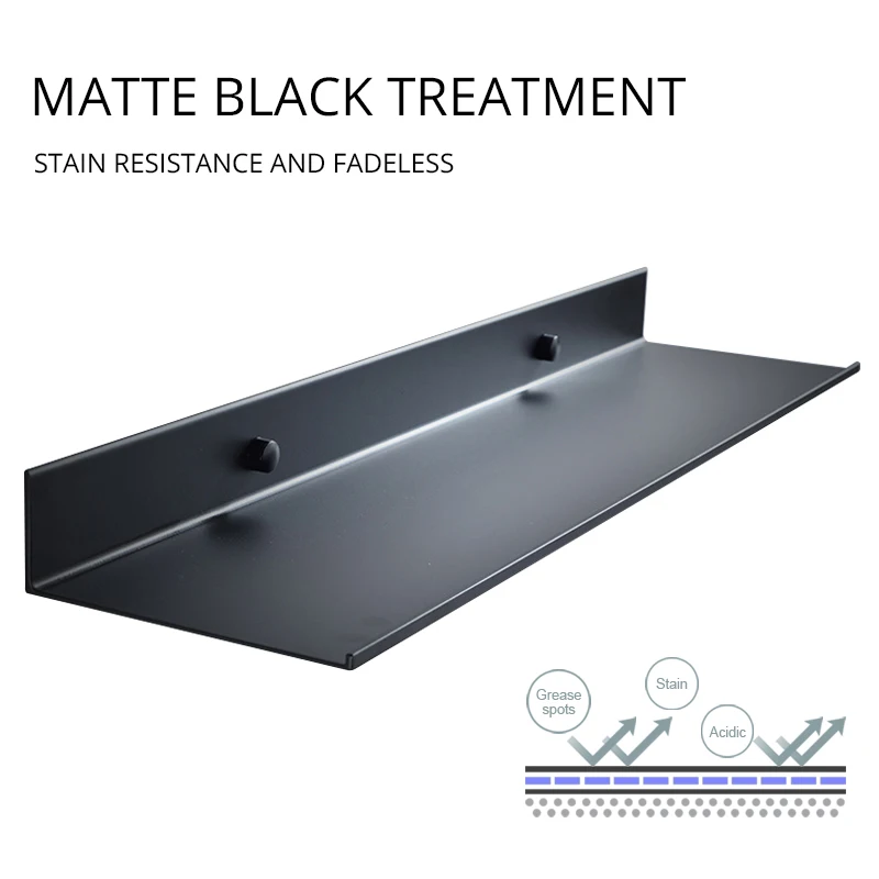 Matt Black Wall Shelf Bathroom Shelves Bathroom Accessories 30-50cm Modern Kitchen Shower Bath Storage Rack Wholesale Promotion