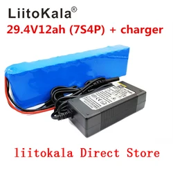 LiitoKala 7S4P 24V 12ah lithium battery pack batteries for electric motor bicycle ebike scooter wheelchair cropper with BMS