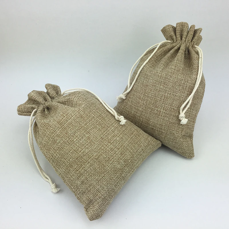 15*20cm 300pcs Vintage Style handmade Jute Sacks Drawstring gift bags for jewelry/wedding/christmas Packaging Linen pouch Bags