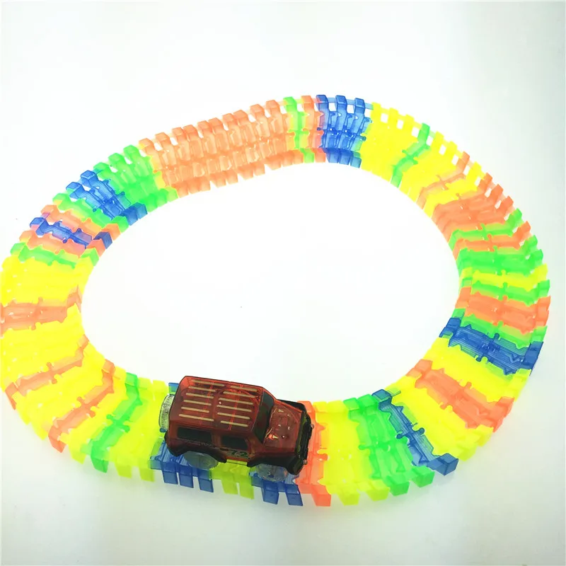 Miraculous Glowing Race Track Bend Flex Flash in the Dark Assembly Car Toy 40/80/100/165/220/240/360pcs Glow Racing Track Set