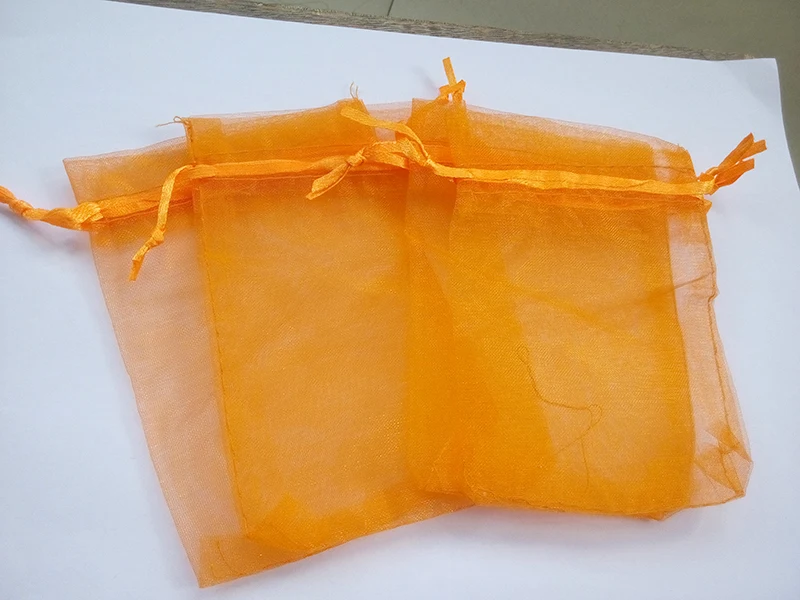 1000pcs 15*20 Orange gift bags for jewelry/wedding/christmas/birthday Organza Bags with handles Packaging Yarn bag