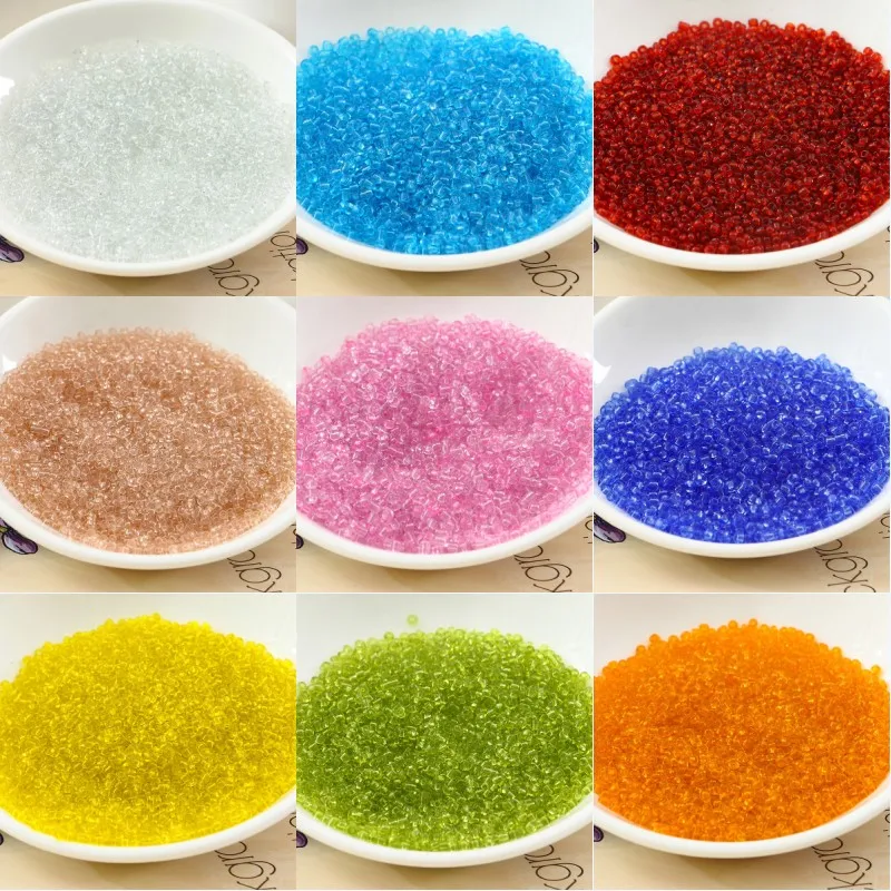 600Pcs/Bag 2mm Glass Garment Beads Transparent DIY 11/0 Glass Bugle Seed beads For Craft Jewelry Dress Accessories