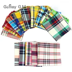 Brand Casual Men's 100% Cotton Handkerchiefs Woven Plaid Pocket Square Male Wedding Party Handkerchief Towels Hanky