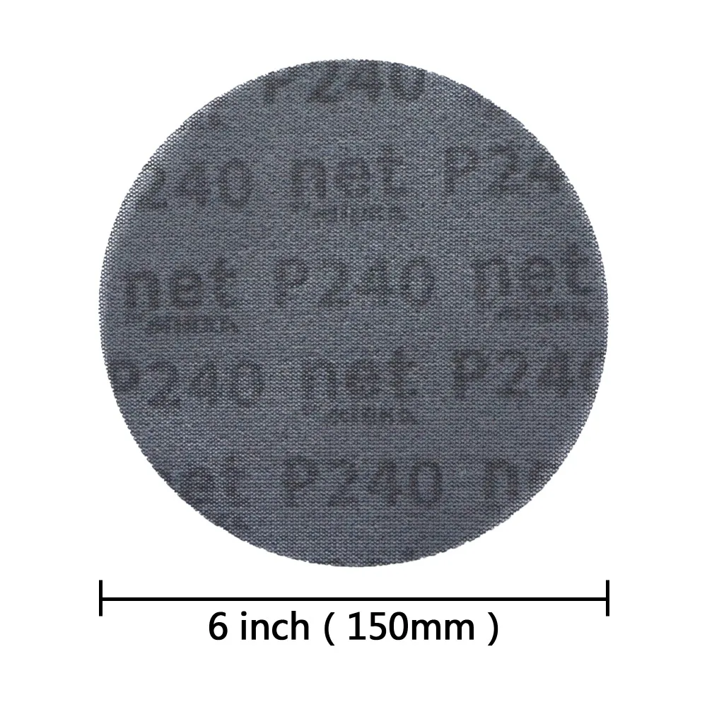 10PCS 6 Inch(150mm) Mesh Dust-free Anti-blocking Hook&Loop Sanding Discs Abrasive Sandpaper for Metal Polishing, 80#/180#/240#